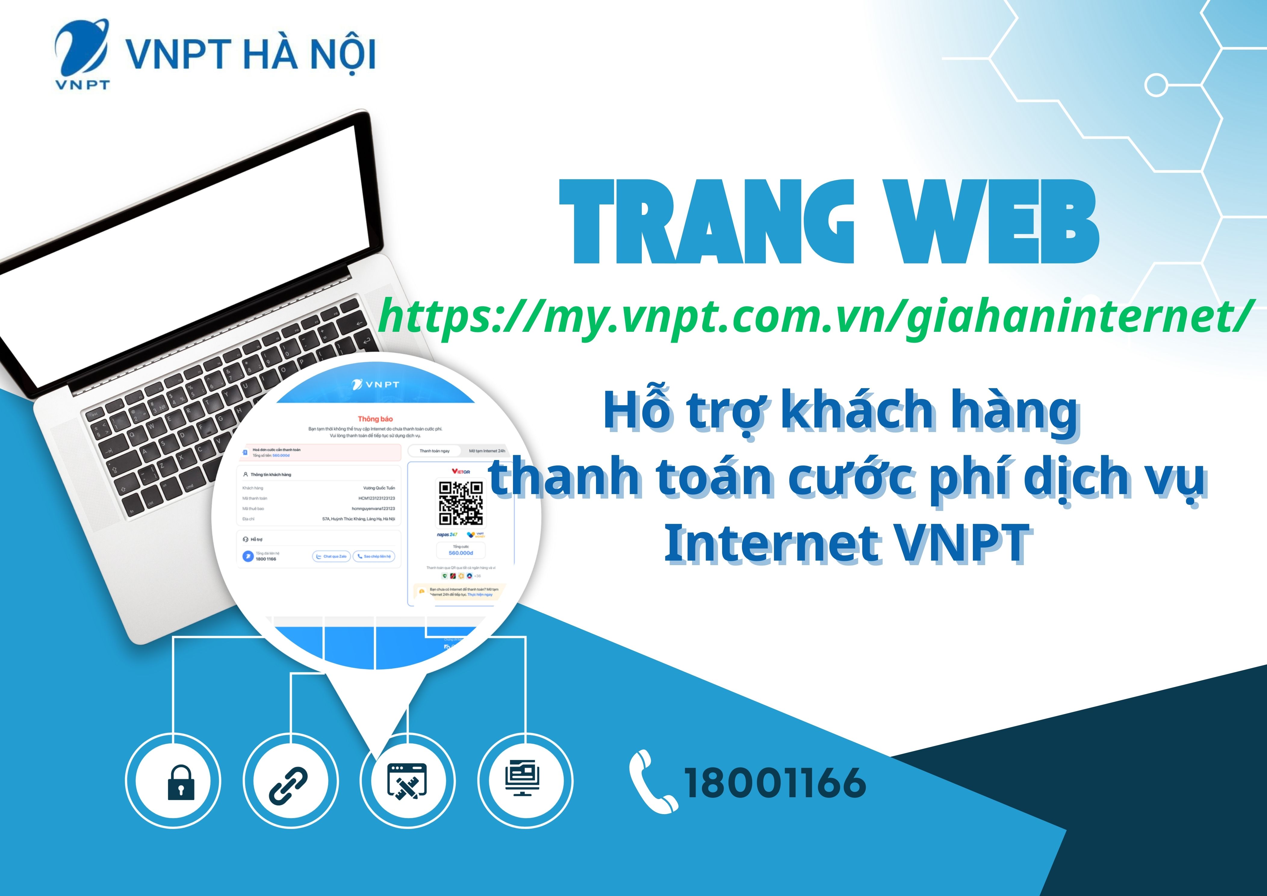 Trang Web hỗ trợ khách hàng thanh toán cước phí dịch vụ Internet VNPT.