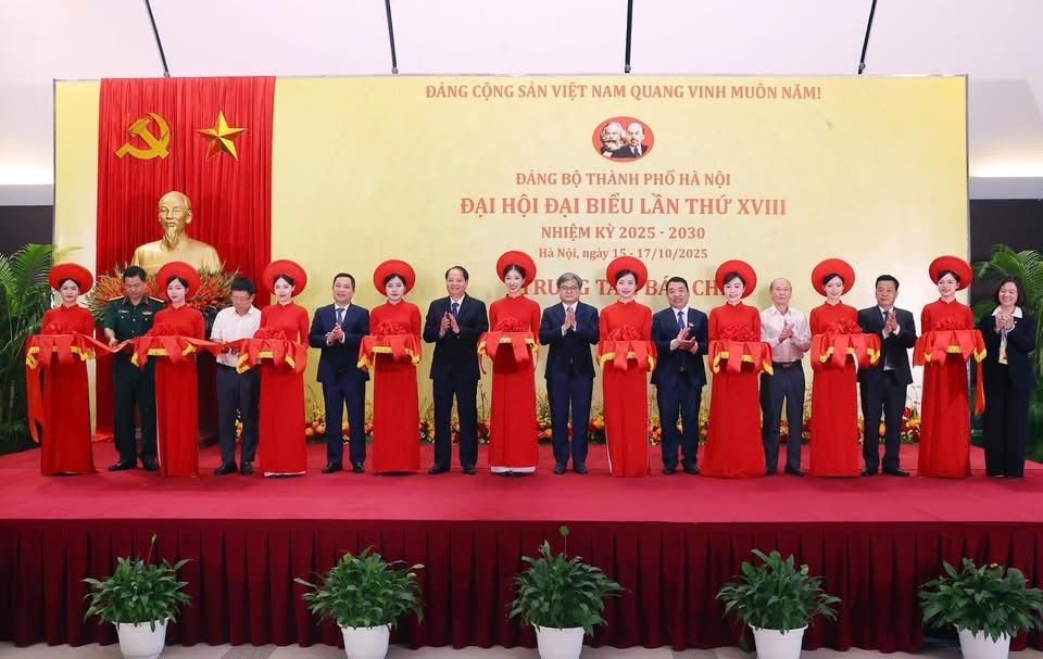 Trung tâm Báo chí của Đại hội Đảng lần thứ XVIII Thành phố Hà Nội khai trương trang trọng ngày 14/10/2025.